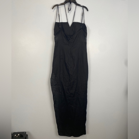 Revolve Rumer Reverie Freya Black 100% Linen Maxi Dress Large L Coastal Lightwei - Picture 8 of 15
